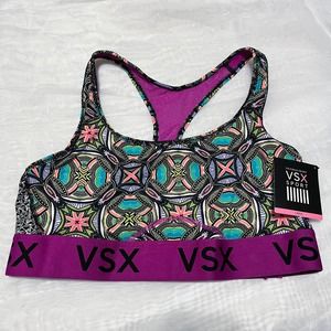 NWT Victoria's Secret VSX Purple Multicolor The Player Racerback Sports Bra - L